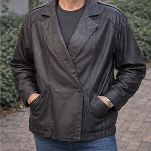 Men's Black Greg Adams Leather Bomber Jacket